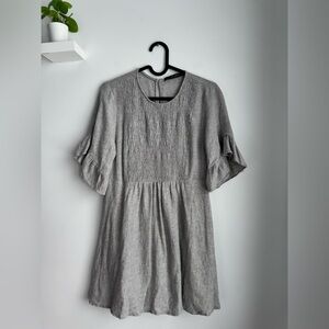🎉 Zara Gray Woven Dress With Gold Metallic Detail